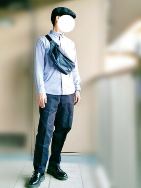 「GU（ジーユー）のアイテム（Fannypack、ブルー系）」を使った、nartさん（メンズ・171cm）の秋コーディネート