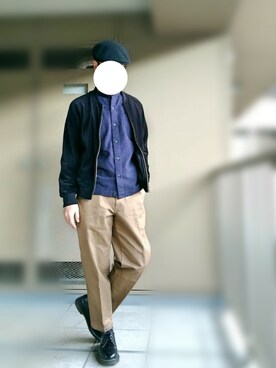 「無印良品（ムジルシリョウヒン）のアイテム（Shirts、ブルー系）」を使った、nartさん（メンズ・171cm）の秋コーディネート