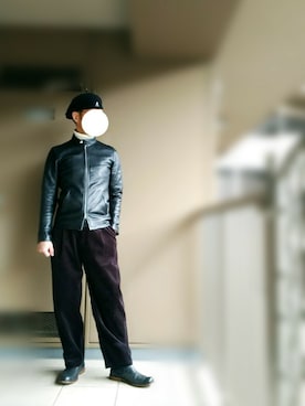 「SHIPS（シップス）のアイテム（ライダースジャケット）」を使った、nartさん（メンズ・171cm）の冬コーディネート