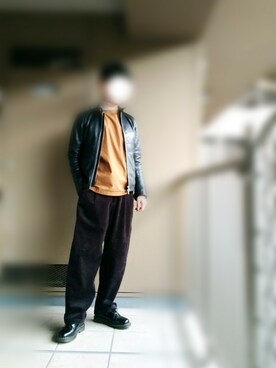 「SHIPS（シップス）のアイテム（ライダースジャケット）」を使った、nartさん（メンズ・171cm）の冬コーディネート
