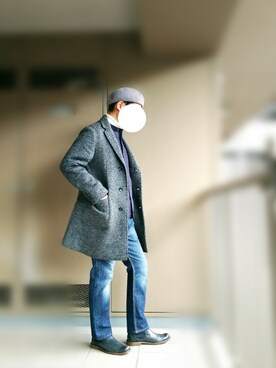 「B:MING by BEAMS（ビーミングバイビームス）のアイテム（Hunting Cap / Beret、グレー系）」を使った、nartさん（メンズ・171cm）の冬コーディネート