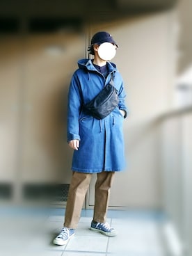 「UNIQLO（ユニクロ）のアイテム（Hats、ブルー系）」を使った、nartさん（メンズ・171cm）の春コーディネート