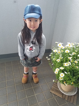 「ミカヅキモモコ（ミカヅキモモコ）のアイテム（帽子）」を使った、k...kさん（キッズ・80cm）の春コーディネート