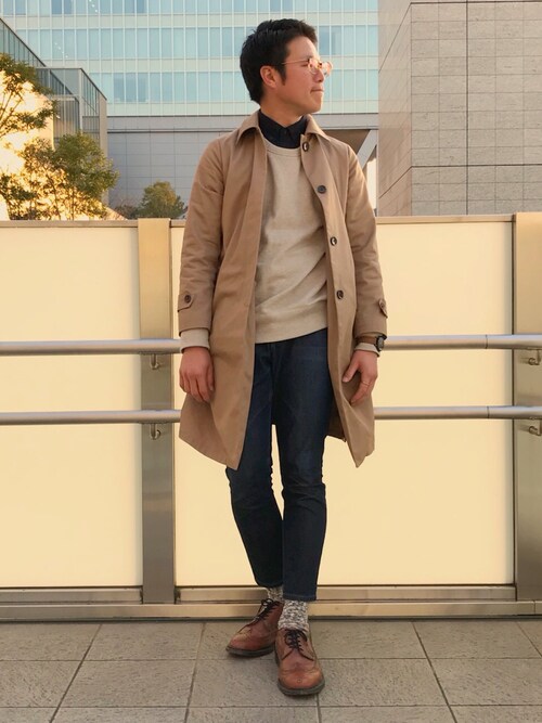 搭配插肩外套的男性時尚穿搭總 