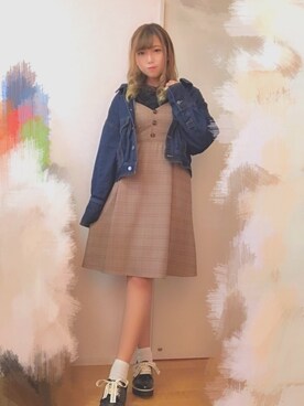 「archives（アルシーヴ）のアイテム（ジャンパースカート）」を使った、るんさん（レディース・162cm）の春コーディネート