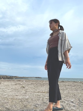 「niko and...（ニコアンド）のアイテム（シャツ/ブラウス、ホワイト系）」を使った、zawachannelさん（レディース・163cm）の夏コーディネート