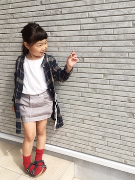 「アイテム（サンダル、ブルー系）」を使った、いちあもさん（キッズ・110cm）の夏コーディネート