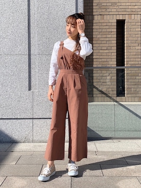 「FREE'S MART（フリーズマート）のアイテム（つなぎ/オールインワン）」を使った、FREE’S MART STAFFさん（レディース・160cm）の春コーディネート