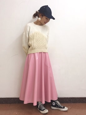 「A.P.C.（アーペーセー）のアイテム（帽子）」を使った、Ｍayuko   Kuniyoshiさん（レディース・153cm）の秋コーディネート