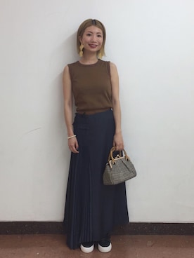 「マキシスカート」｜「アイテム（スリッポン）」を使った、Ｍayuko   Kuniyoshiさん（レディース・153cm）の夏コーディネート