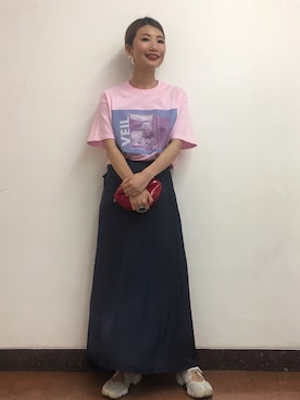 「マキシスカート」｜「アイテム（財布/小物）」を使った、Ｍayuko   Kuniyoshiさん（レディース・153cm）の夏コーディネート