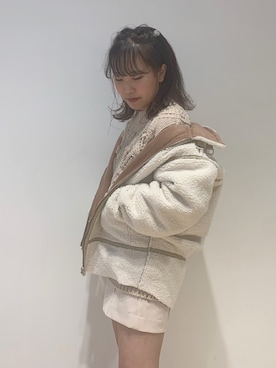 「one after another NICE CLAUP（ワンアフターアナザーナイスクラップ）のアイテム（ムートンコート）」を使った、EGAさん（レディース・159cm）の秋コーディネート
