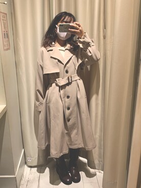 「one after another NICE CLAUP（ワンアフターアナザーナイスクラップ）のアイテム（トレンチコート）」を使った、EGAさん（レディース・159cm）の冬コーディネート