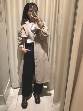 「one after another NICE CLAUP（ワンアフターアナザーナイスクラップ）のアイテム（トレンチコート）」を使った、EGAさん（レディース・159cm）の冬コーディネート