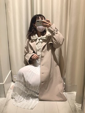 「one after another NICE CLAUP（ワンアフターアナザーナイスクラップ）のアイテム（トレンチコート）」を使った、EGAさん（レディース・159cm）の冬コーディネート