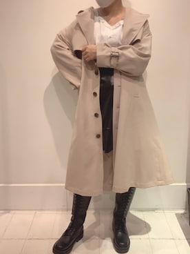 「one after another NICE CLAUP（ワンアフターアナザーナイスクラップ）のアイテム（トレンチコート）」を使った、EGAさん（レディース・159cm）の冬コーディネート