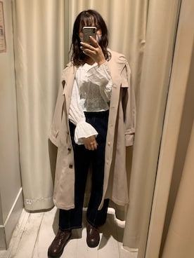 「one after another NICE CLAUP（ワンアフターアナザーナイスクラップ）のアイテム（トレンチコート）」を使った、EGAさん（レディース・159cm）の冬コーディネート