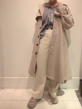 「one after another NICE CLAUP（ワンアフターアナザーナイスクラップ）のアイテム（トレンチコート）」を使った、EGAさん（レディース・159cm）の冬コーディネート