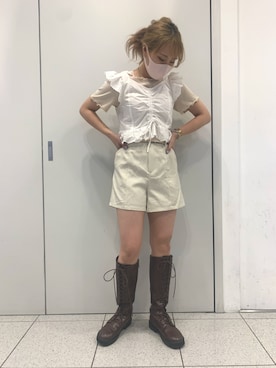 「one after another NICE CLAUP（ワンアフターアナザーナイスクラップ）のアイテム（アンサンブル）」を使った、EGAさん（レディース・159cm）の春コーディネート