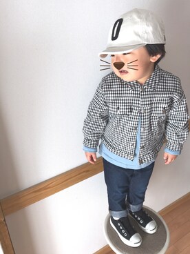 「COMME CA DU MODE（コムサデモード）のアイテム（デニムジャケット）」を使った、_kkky__さん（キッズ・90cm）の冬コーディネート