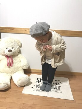 「handmade」｜「アイテム（ハンチング/ベレー帽）」を使った、_kkky__さん（キッズ・90cm）の冬コーディネート