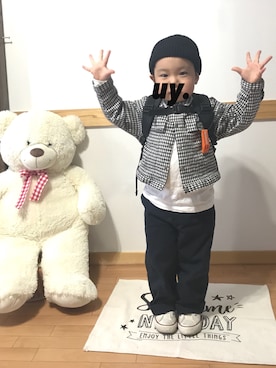 「COMME CA DU MODE（コムサデモード）のアイテム（デニムジャケット）」を使った、_kkky__さん（キッズ・90cm）の春コーディネート
