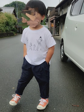 「コラボTシャツ」｜「アイテム（その他）」を使った、_kkky__さん（キッズ・92cm）の夏コーディネート
