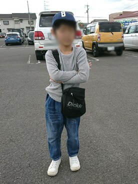 「キッスコーデ」｜「アイテム（キャップ）」を使った、sooo-chiさん（キッズ・120cm）の秋コーディネート
