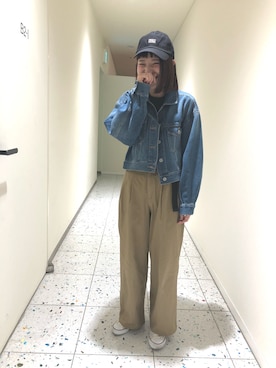 「キャップ女子」｜14+ 三宮店（神戸国際会館）スタッフさん（レディース・160cm）の春コーディネート