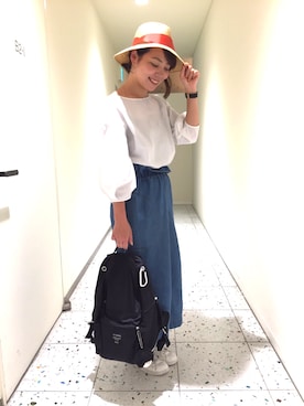 「アイテム（その他雑貨、オレンジ系）」を使った、14+ 三宮店（神戸国際会館）スタッフさん（レディース・160cm）の春コーディネート