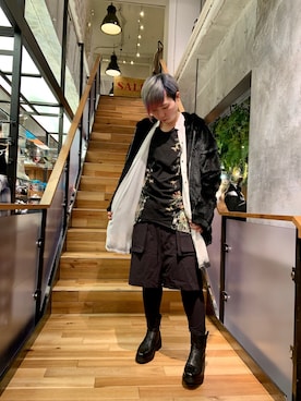 「KMRii」｜「アイテム（ブルゾン）」を使った、じゅんさん（レディース・158cm）の冬コーディネート