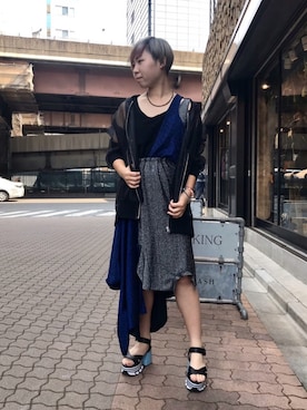 「ADDICT NOIR（アディクトノアー）のアイテム（ブルゾン）」を使った、じゅんさん（レディース・158cm）の冬コーディネート