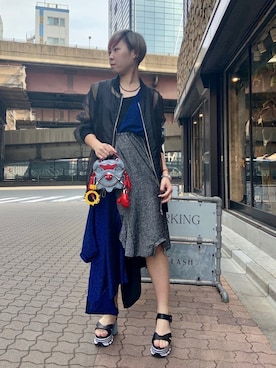 「ADDICT NOIR（アディクトノアー）のアイテム（ブルゾン）」を使った、じゅんさん（レディース・158cm）の冬コーディネート