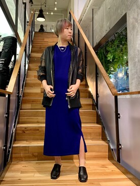 「ADDICT NOIR（アディクトノアー）のアイテム（ブルゾン）」を使った、じゅんさん（レディース・158cm）の春コーディネート