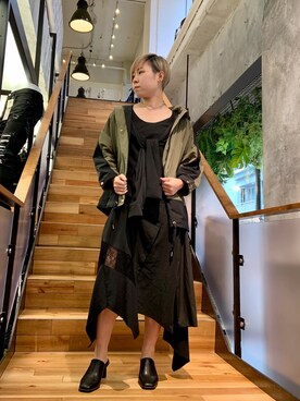 「WOOLRICH（ウールリッチ）のアイテム（ブルゾン）」を使った、じゅんさん（レディース・158cm）の春コーディネート