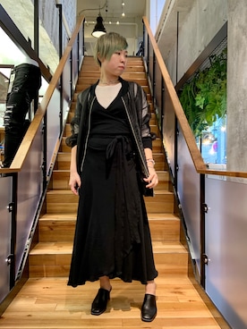 「ADDICT NOIR（アディクトノアー）のアイテム（ブルゾン）」を使った、じゅんさん（レディース・158cm）の春コーディネート