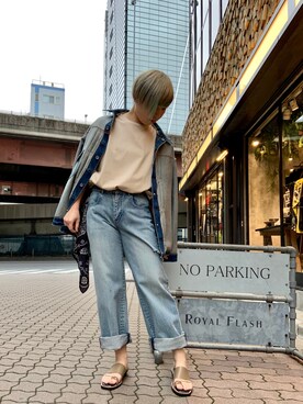 「SUPERTHANKS」｜「アイテム（サンダル）」を使った、じゅんさん（レディース・158cm）の春コーディネート
