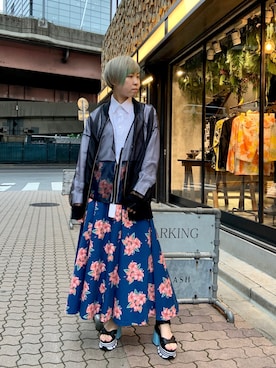 「ADDICT NOIR（アディクトノアー）のアイテム（ブルゾン）」を使った、じゅんさん（レディース・158cm）の春コーディネート