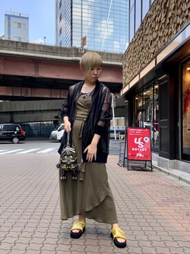 「ADDICT NOIR（アディクトノアー）のアイテム（ブルゾン）」を使った、じゅんさん（レディース・158cm）の夏コーディネート