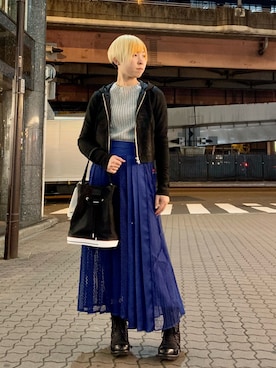 「ADDICT NOIR（アディクトノアー）のアイテム（その他アウター）」を使った、じゅんさん（レディース・158cm）の冬コーディネート