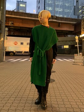 「KMRii（ケムリ）のアイテム（ブーツ）」を使った、じゅんさん（レディース・158cm）の冬コーディネート