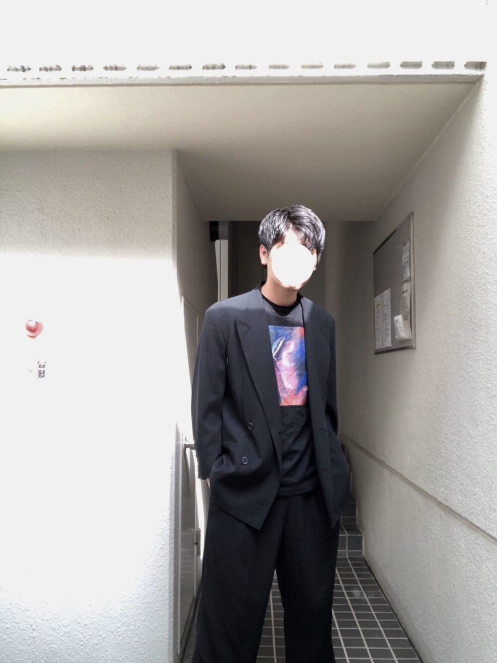 「秋服準備はじめました、秋コーデ、おしゃれさんと繋がりたい、オーバーサイズ、オールブラック、JOHN LAWRENCE SULLIVAN、Y's」｜「Y'sのアイテム（テーラードジャケット、ブラック系）」を使った、takumingさん（メンズ・174cm）の秋コーディネートの1枚目の写真