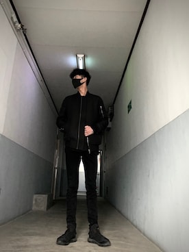「Rick Owens（リックオウエンス）のアイテム（ブルゾン）」を使った、smile_boyさん（メンズ・175cm）の冬コーディネート