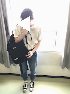 「UNIQLO（ユニクロ）のアイテム（Tシャツ/カットソー、ホワイト系）」を使った、みゆさん（レディース）の夏コーディネート