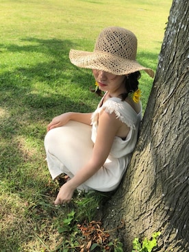 「JUSGLITTY（ジャスグリッティー）のアイテム（帽子）」を使った、なつさん（レディース・166cm）の夏コーディネート