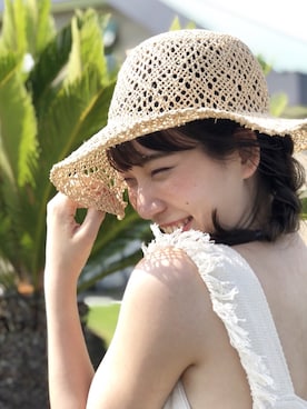「JUSGLITTY（ジャスグリッティー）のアイテム（帽子）」を使った、なつさん（レディース・166cm）の夏コーディネート