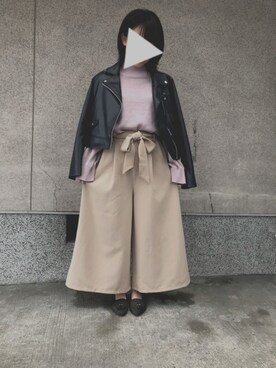 「niko and...（ニコアンド）のアイテム（ライダースジャケット）」を使った、SAYAさん（レディース・149cm）の春コーディネート