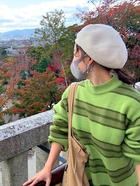 「みどり」｜「アイテム（ハンチング/ベレー帽）」を使った、ウメトラマンさん（レディース・155cm）の秋コーディネート