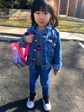 「babygap」｜「アイテム（デニムジャケット）」を使った、lymmさん（キッズ・104cm）の春コーディネート