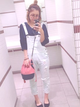 「CECIL McBEE（セシルマクビー）のアイテム（サロペット/オーバーオール）」を使った、Mikaさん（レディース・155cm）の夏コーディネート